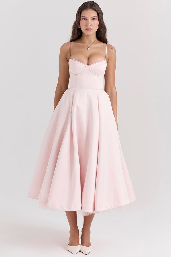Abito Midi Sweetheart | Silhouette A-Line | Spaghetti Straps