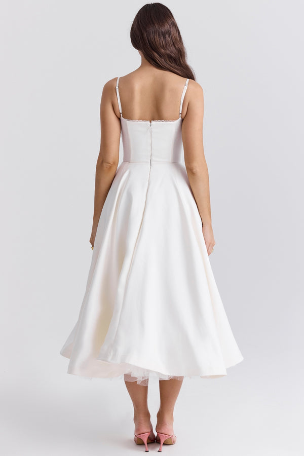 Abito Midi Sweetheart | Silhouette A-Line | Spaghetti Straps