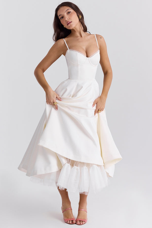 Abito Midi Sweetheart | Silhouette A-Line | Spaghetti Straps