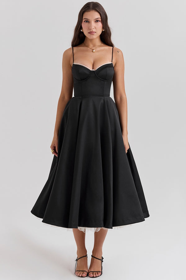 Abito Midi Sweetheart | Silhouette A-Line | Spaghetti Straps
