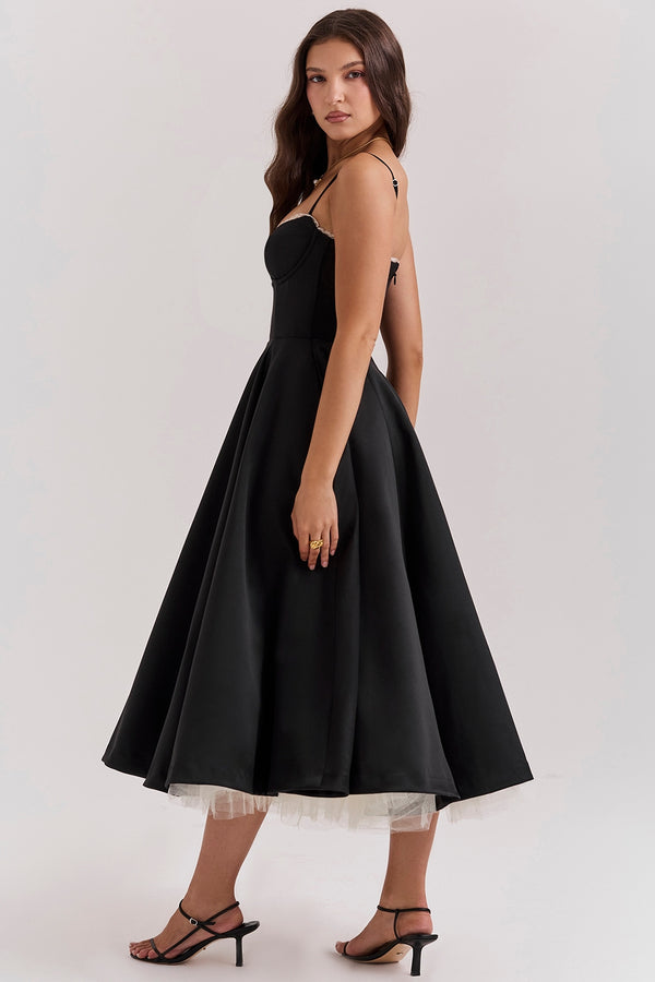 Abito Midi Sweetheart | Silhouette A-Line | Spaghetti Straps