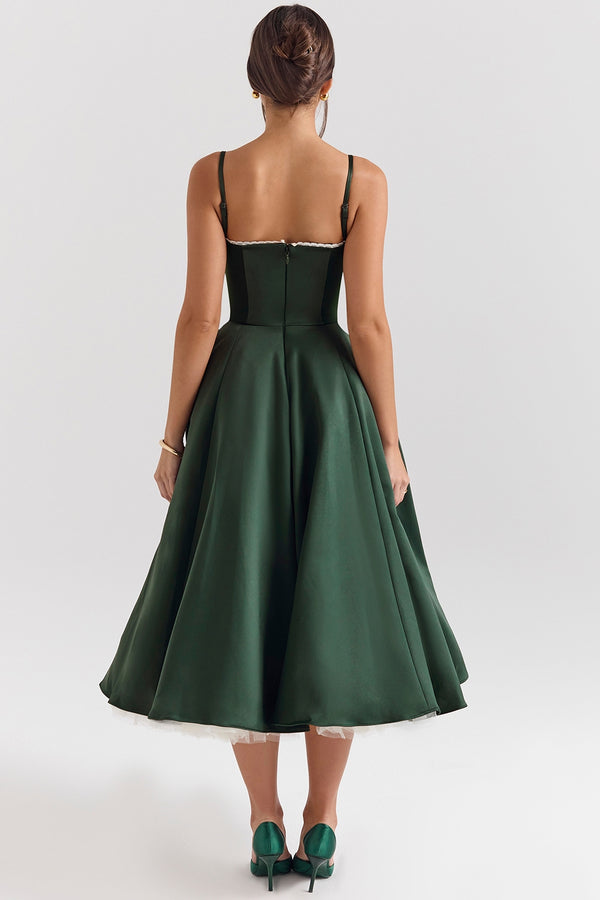 Abito Midi Sweetheart | Silhouette A-Line | Spaghetti Straps
