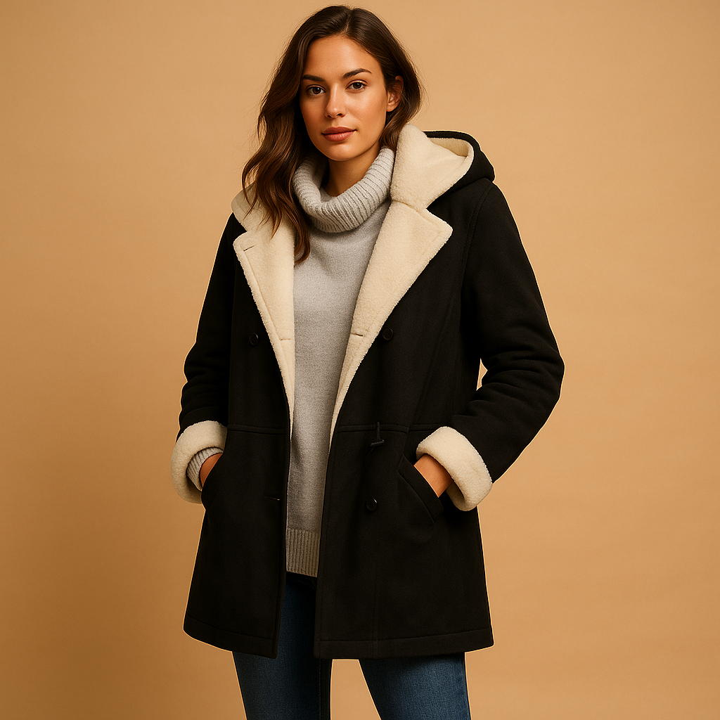 Cappotto in Finta Pelliccia con Cappuccio | Chiusura Toggle | Finish Suede Morbido