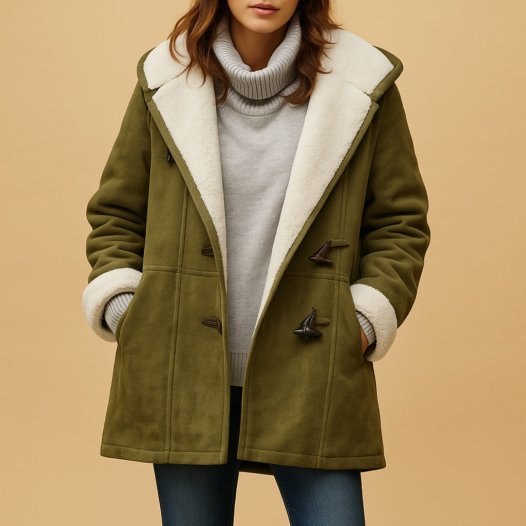 Cappotto in Finta Pelliccia con Cappuccio | Chiusura Toggle | Finish Suede Morbido