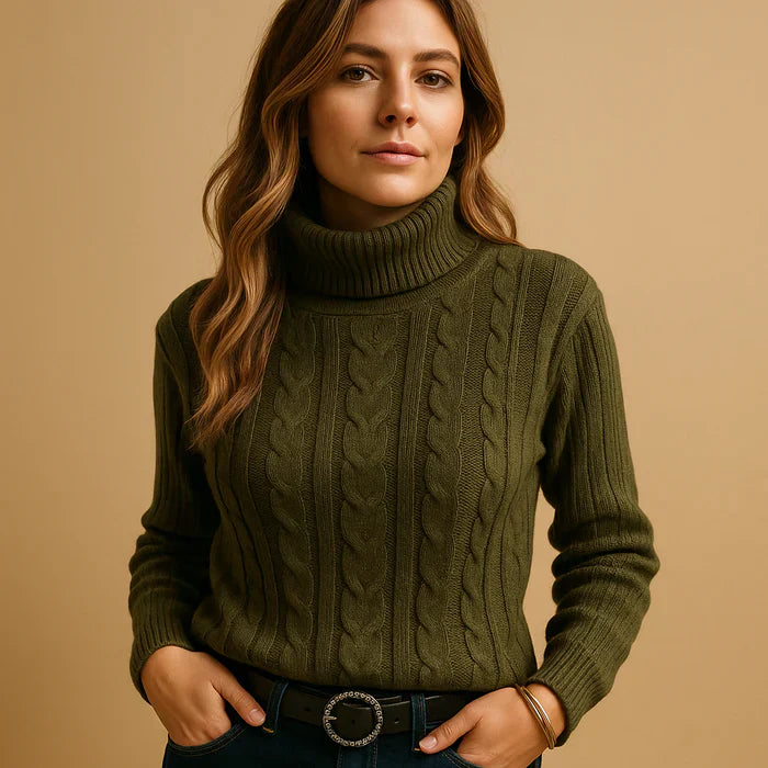 Maglione jersey turtleneck beige