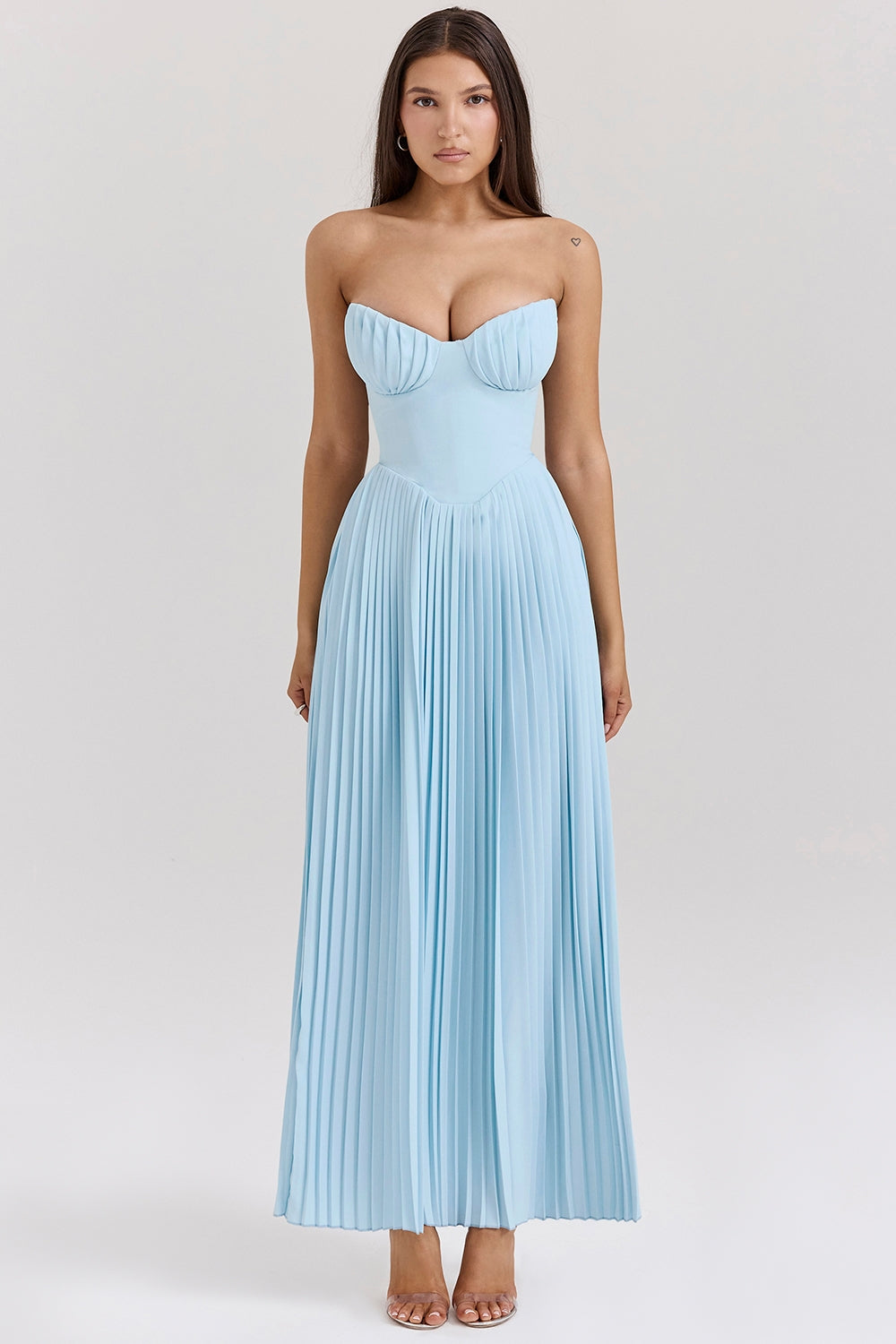 Abito Maxi Pleated Luminosa | Corsetto | Senza Spalline