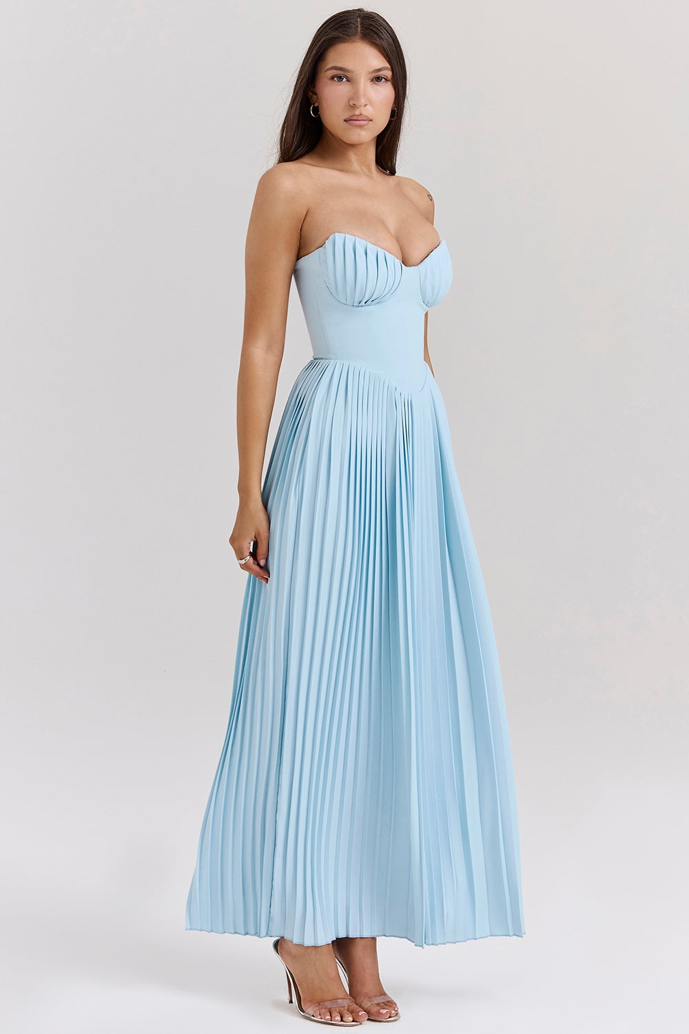 Abito Maxi Pleated Luminosa | Corsetto | Senza Spalline