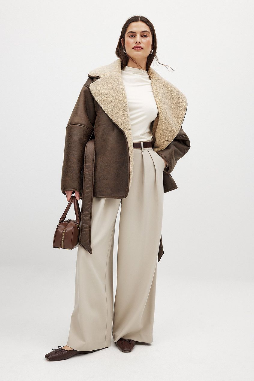 Cappotto Faux Shearling | Collo Ribattuto | Chiusura Laterale