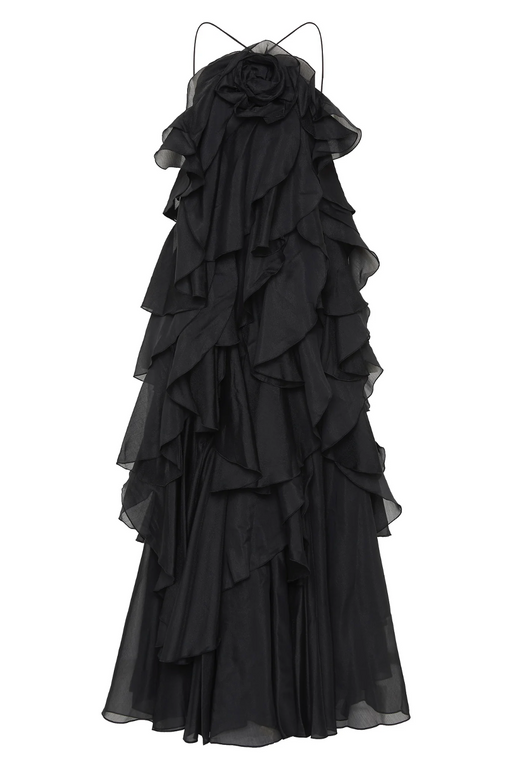 Abito Livora Maxi Ruffled | Halterneck | Chiffon Strato