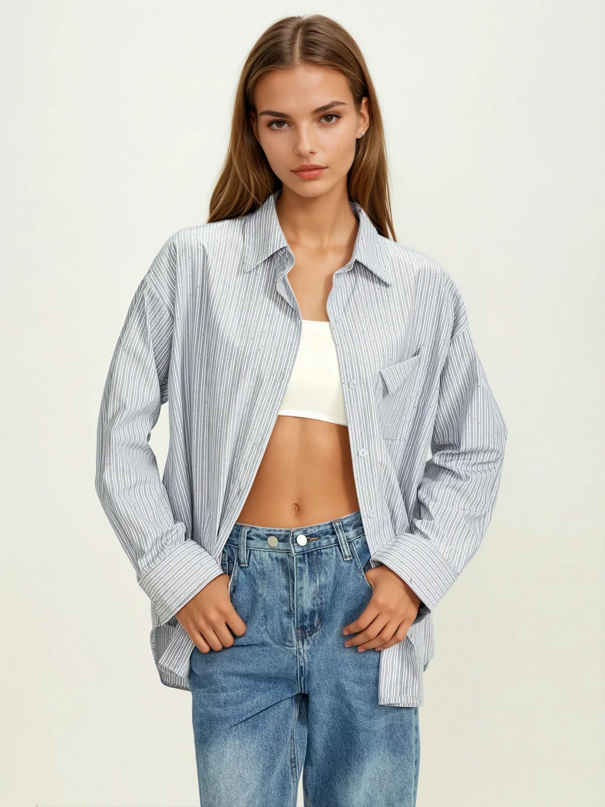 Camicia Bottoni Striata | Vestibilità Regular | Pinstripe | Tasca sul Petto