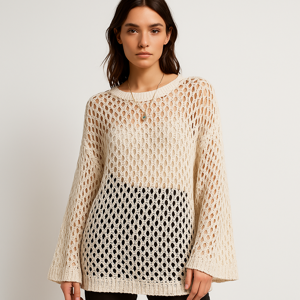 Maglione Aperto in Maglia | Texture Crochet | Leggero Estivo