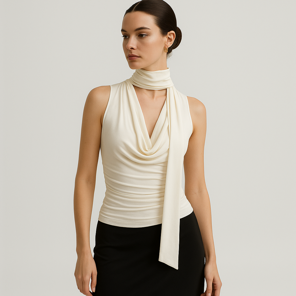Top Draped Halter | Dettaglio Scollo Scarf