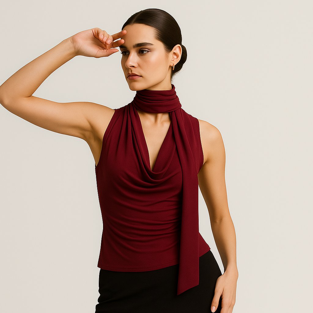 Top Draped Halter | Dettaglio Scollo Scarf