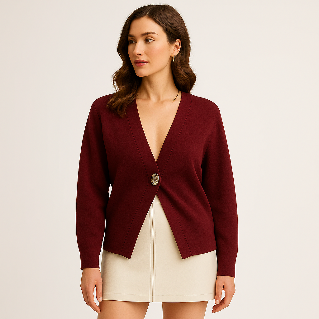 Cardigan Gold Bottone Minimalista | Scollo V Profondo | Maglia Moderna