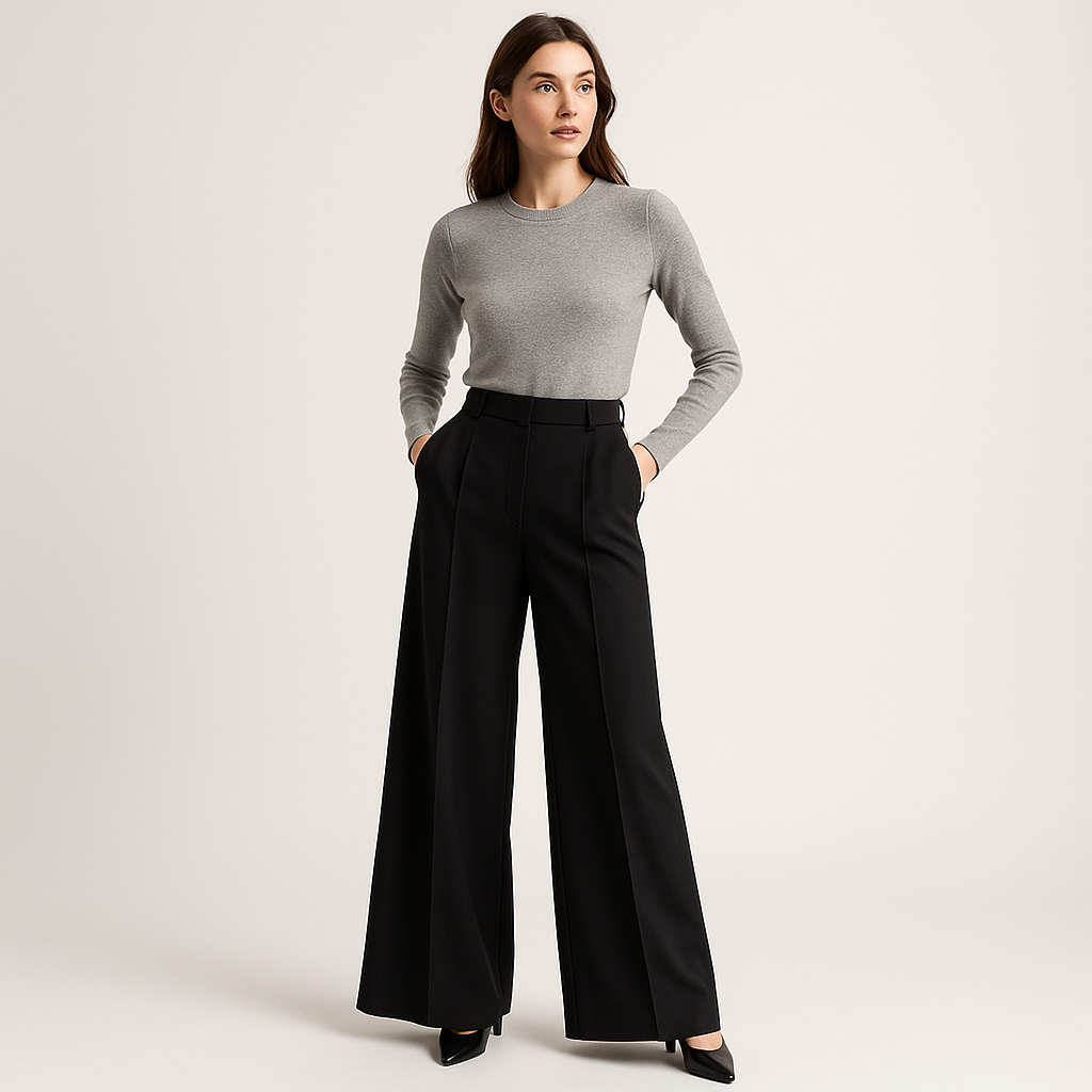Pantaloni Palazzo Alta Vita | Twill Strutturato | Silhouette Moderna Raffinata