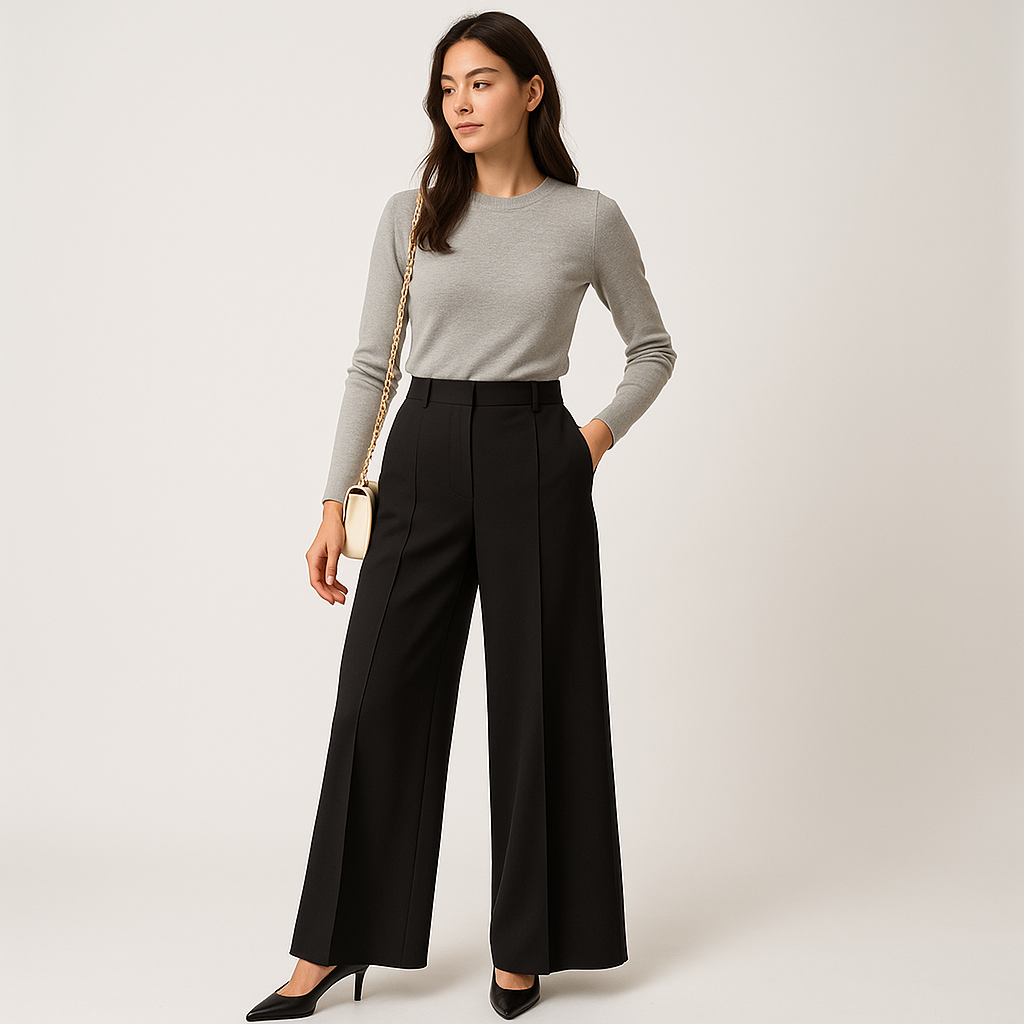 Pantaloni Palazzo Alta Vita | Twill Strutturato | Silhouette Moderna Raffinata