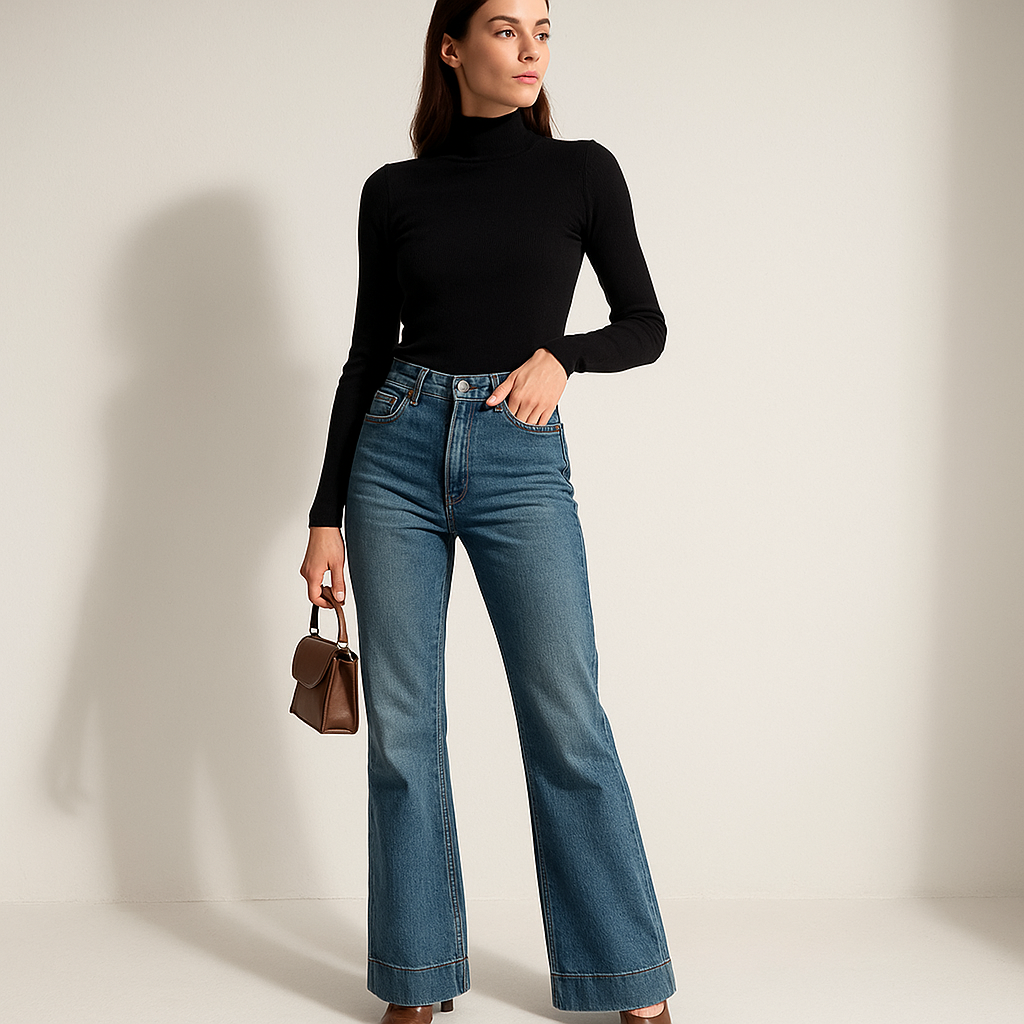 Jeans Flared Alti | Denim Strutturato | Collezione Essenza