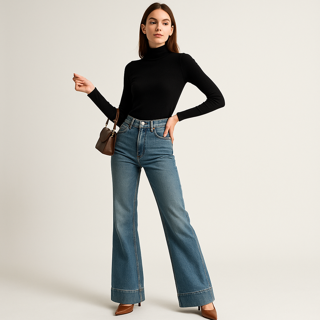 Jeans Flared Alti | Denim Strutturato | Collezione Essenza