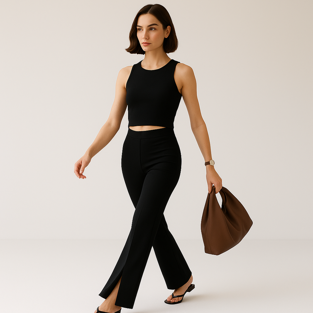 Pantaloni Slim Fit con Spacco | Silhouette Scolpita | Minimalista Moderno