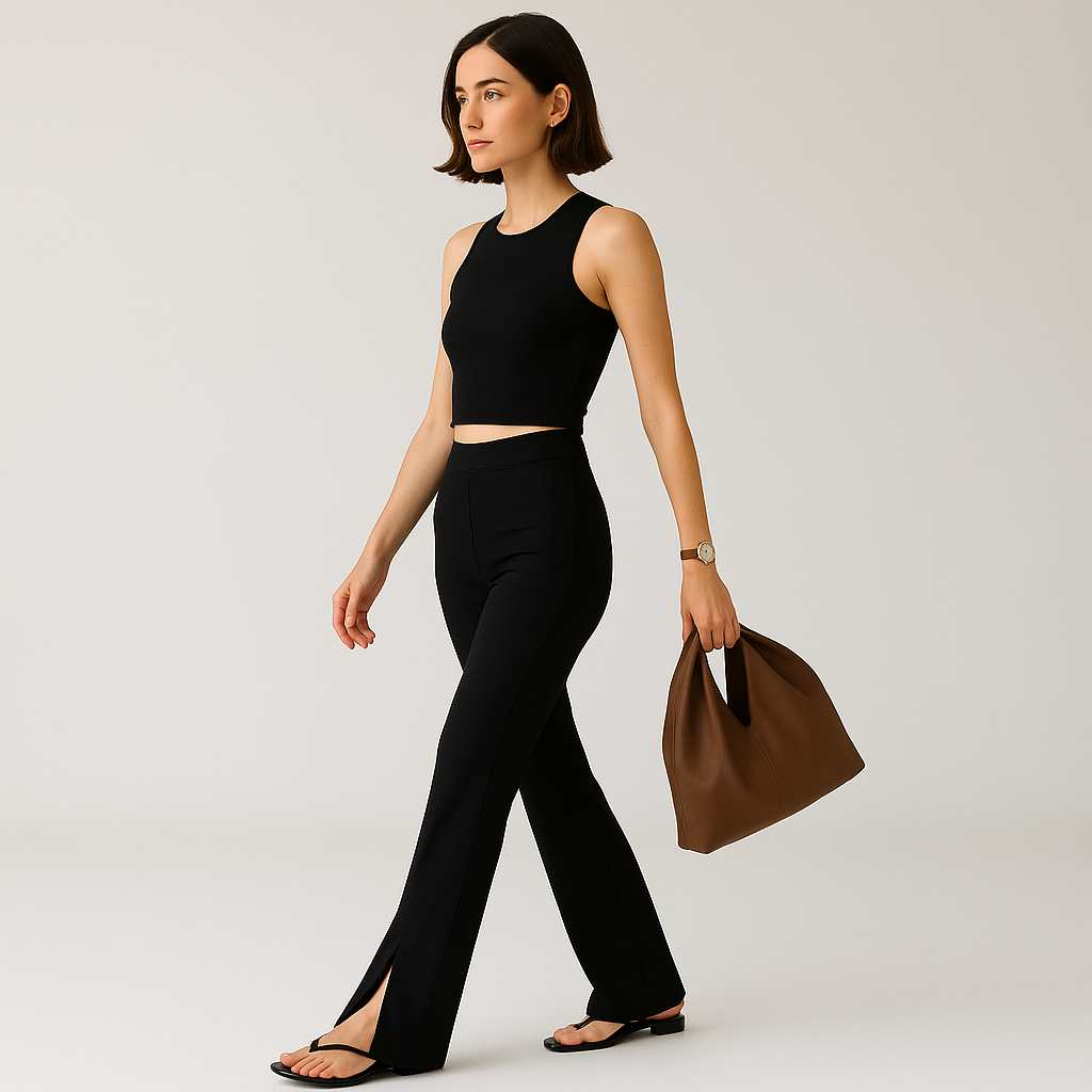 Pantaloni Slim Fit con Spacco | Silhouette Scolpita | Minimalista Moderno