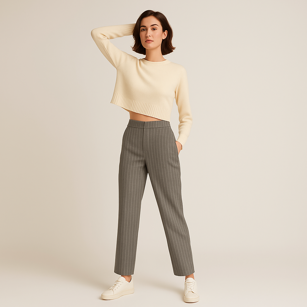 Pantaloni Relaxati a Righe | Vita Elastica | Tailoring Moderno
