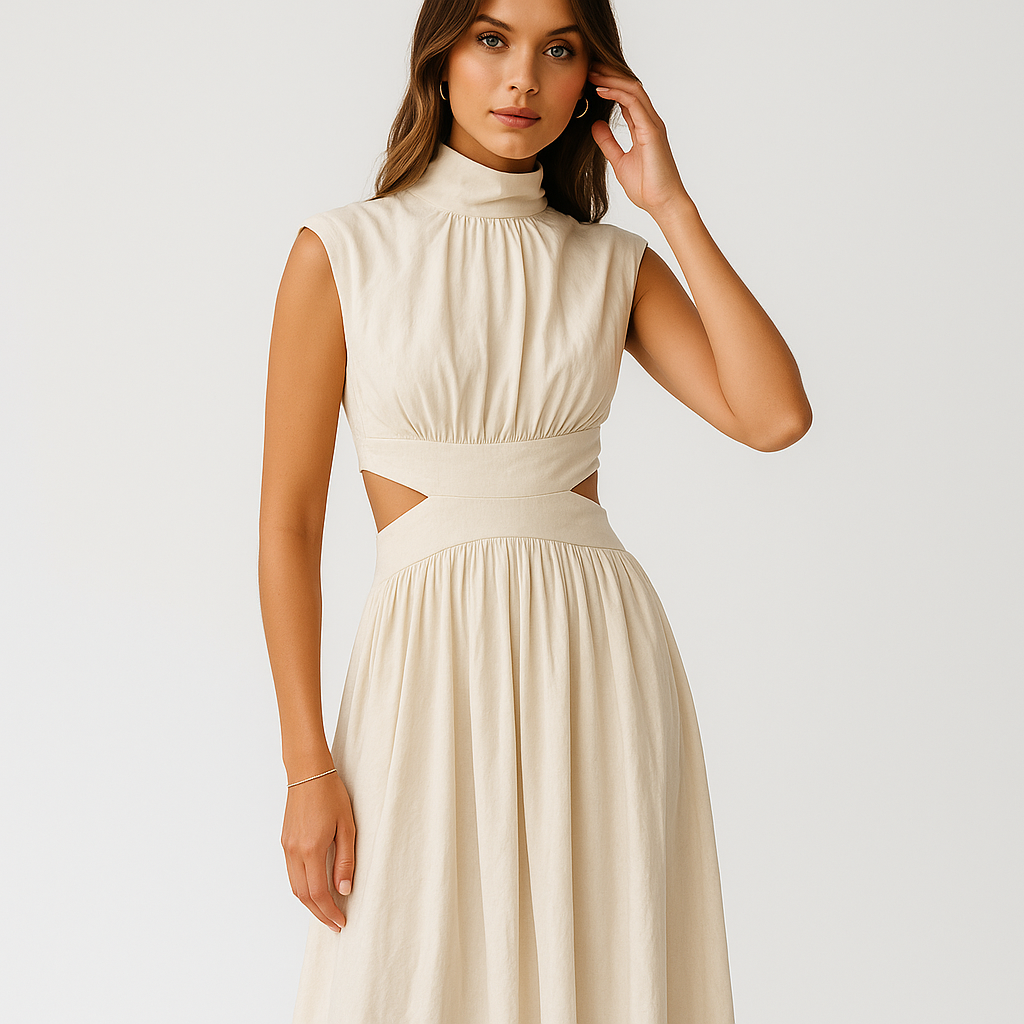 Abito Maxi Eden | Collo Alto | Misto Cotone | Silhouette Moderna