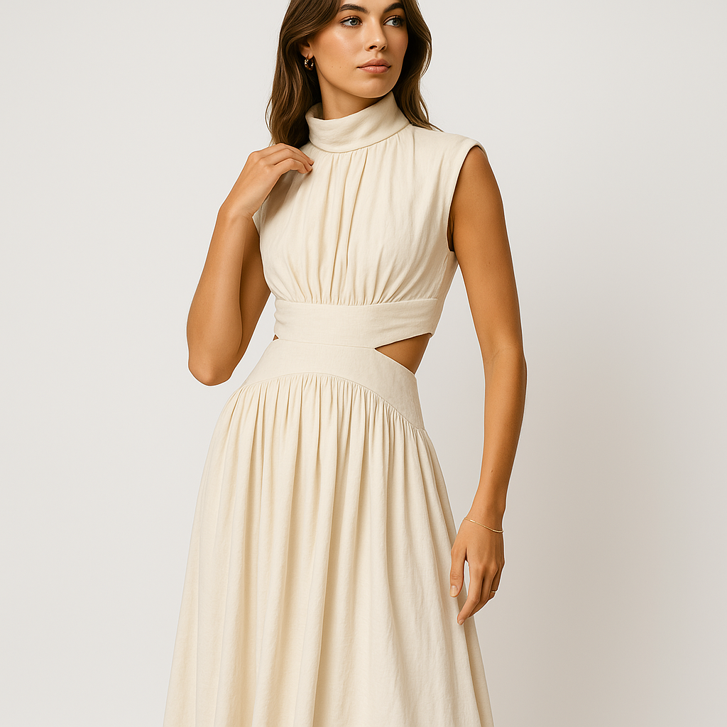 Abito Maxi Eden | Collo Alto | Misto Cotone | Silhouette Moderna