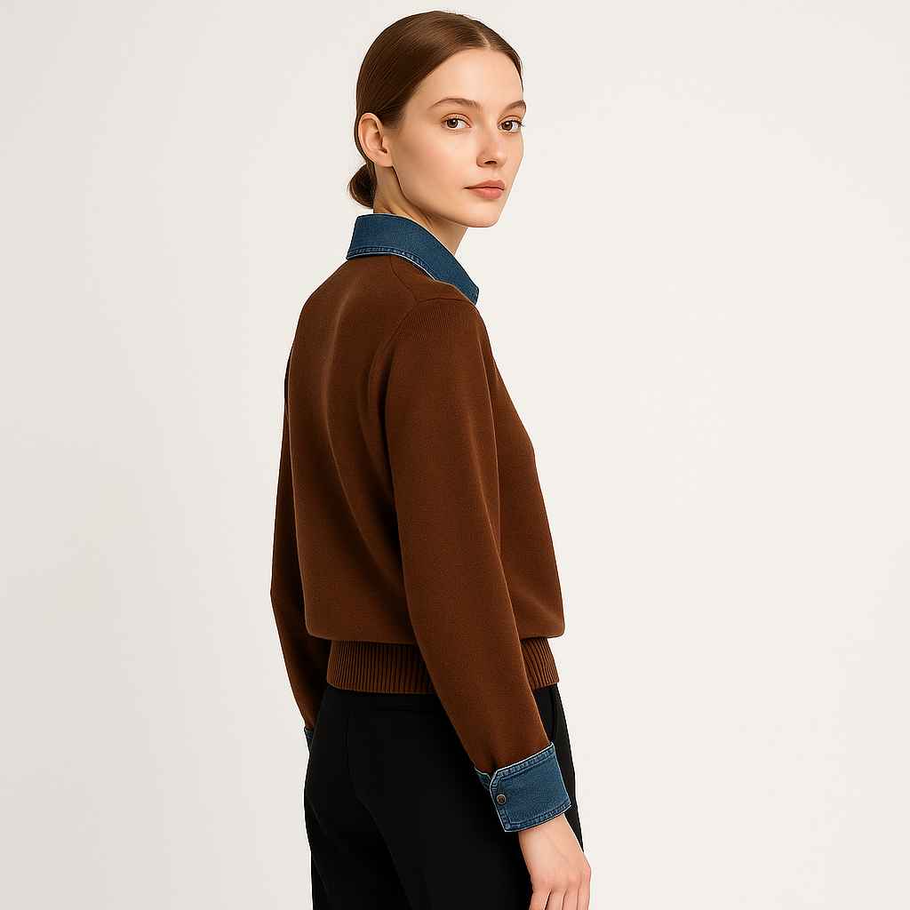 Maglione Denim Contrasto | Cotone Misto | Streetwear Moderno