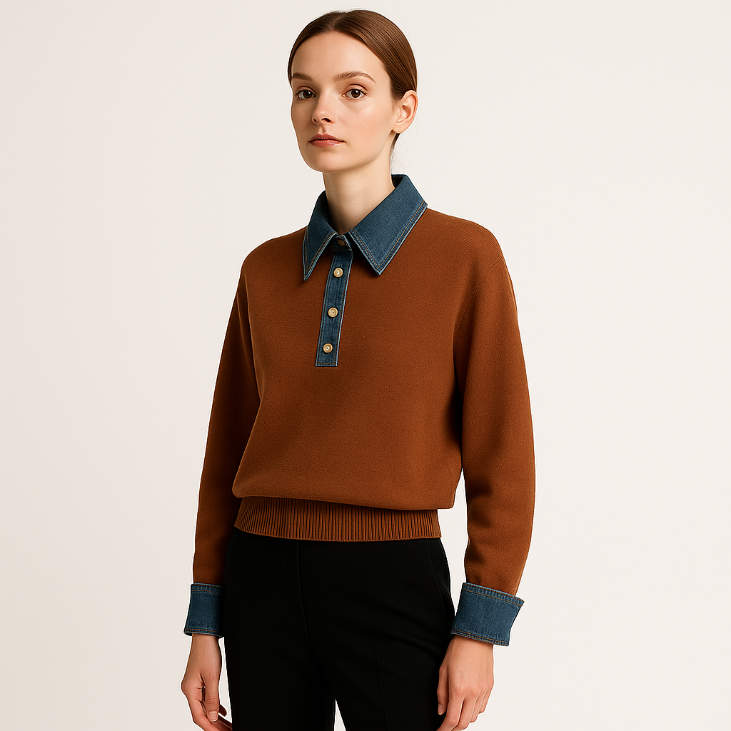 Maglione Denim Contrasto | Cotone Misto | Streetwear Moderno