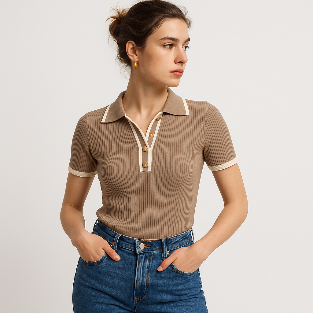 Polo Top Essenza Knit | Dettagli a Contrasto