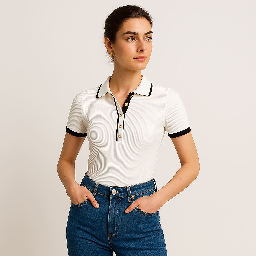 Polo Top Essenza Knit | Dettagli a Contrasto