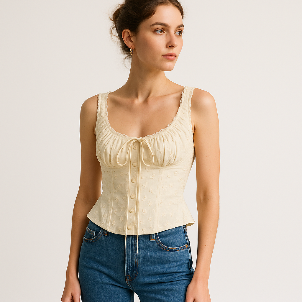 Top Corsetto Ricamato | Spalline in Pizzo | Silhouette Peplum