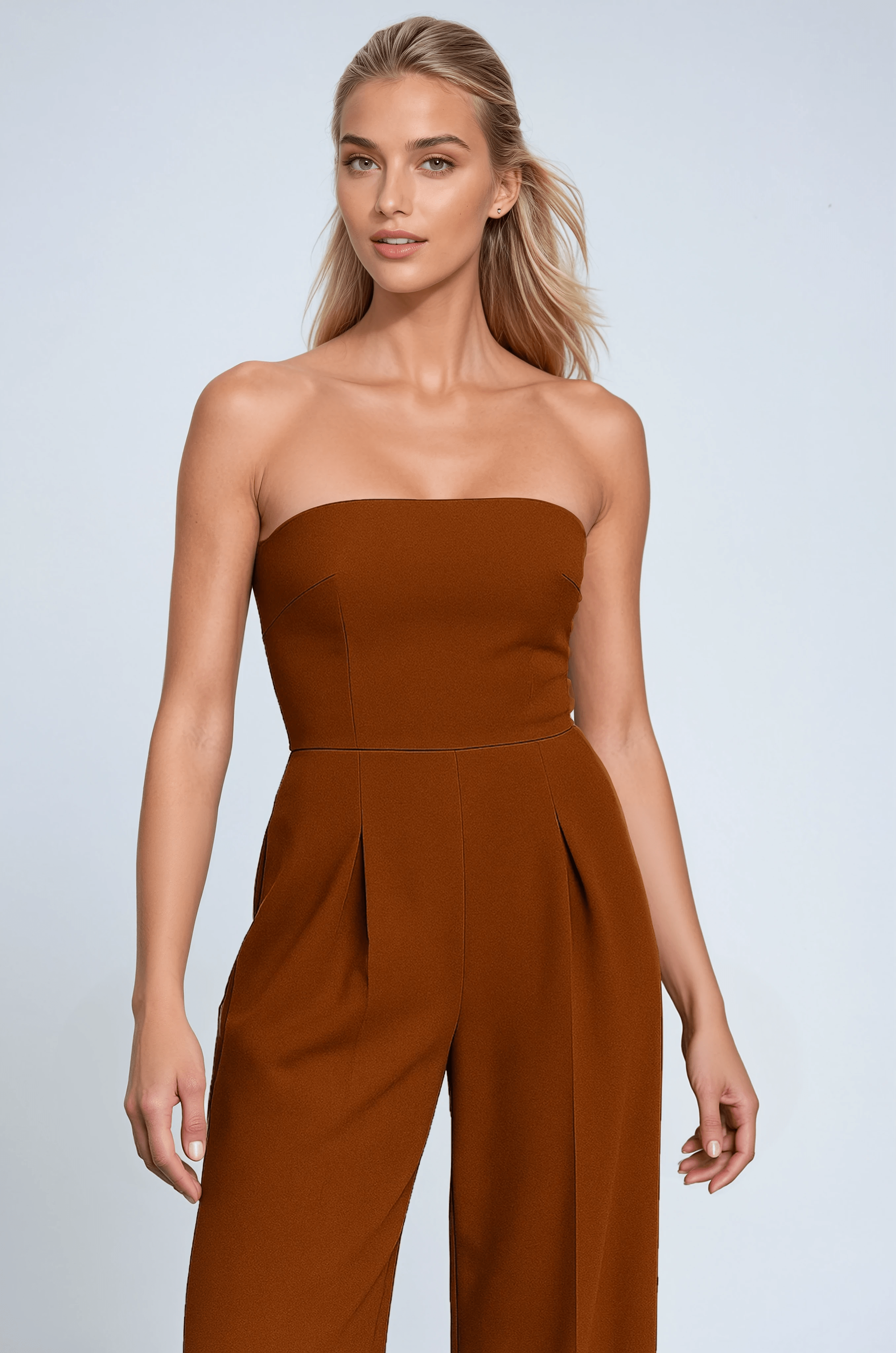 Tuta Senza Spalline Wide Leg | Alta Vita con Corpino Strutturato Estate