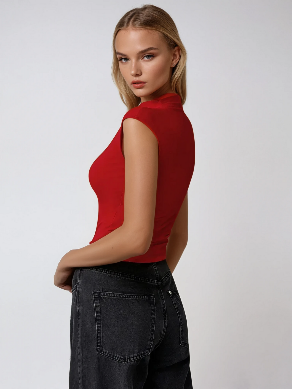Top Senza Maniche | Collo Alto Slim Fit Cropped