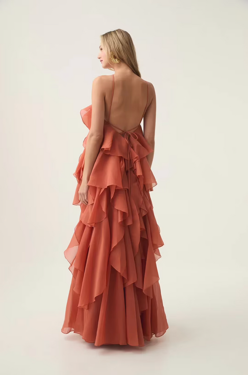 Abito Livora Maxi Ruffled | Halterneck | Chiffon Strato