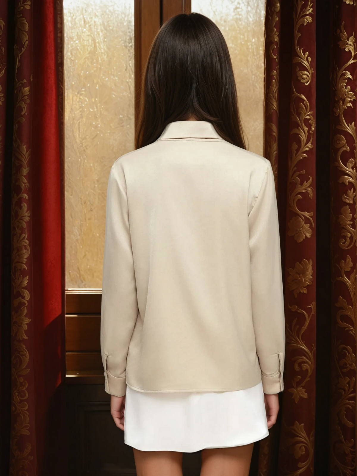 Blusa Chiffon con Fiocco | Maniche Lunghe | Vestibilità Regolare