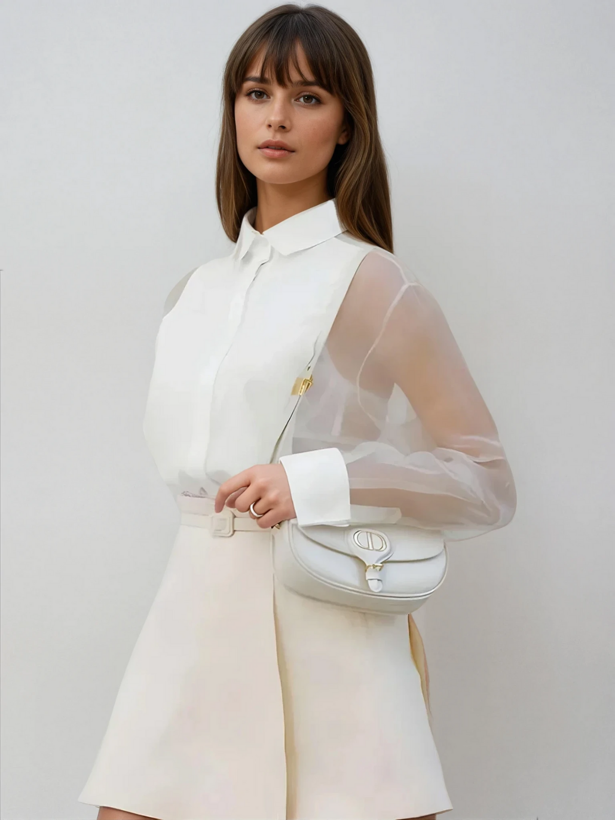 Blusa in Organza Sheer | Maniche Puff | Scollo a Revers