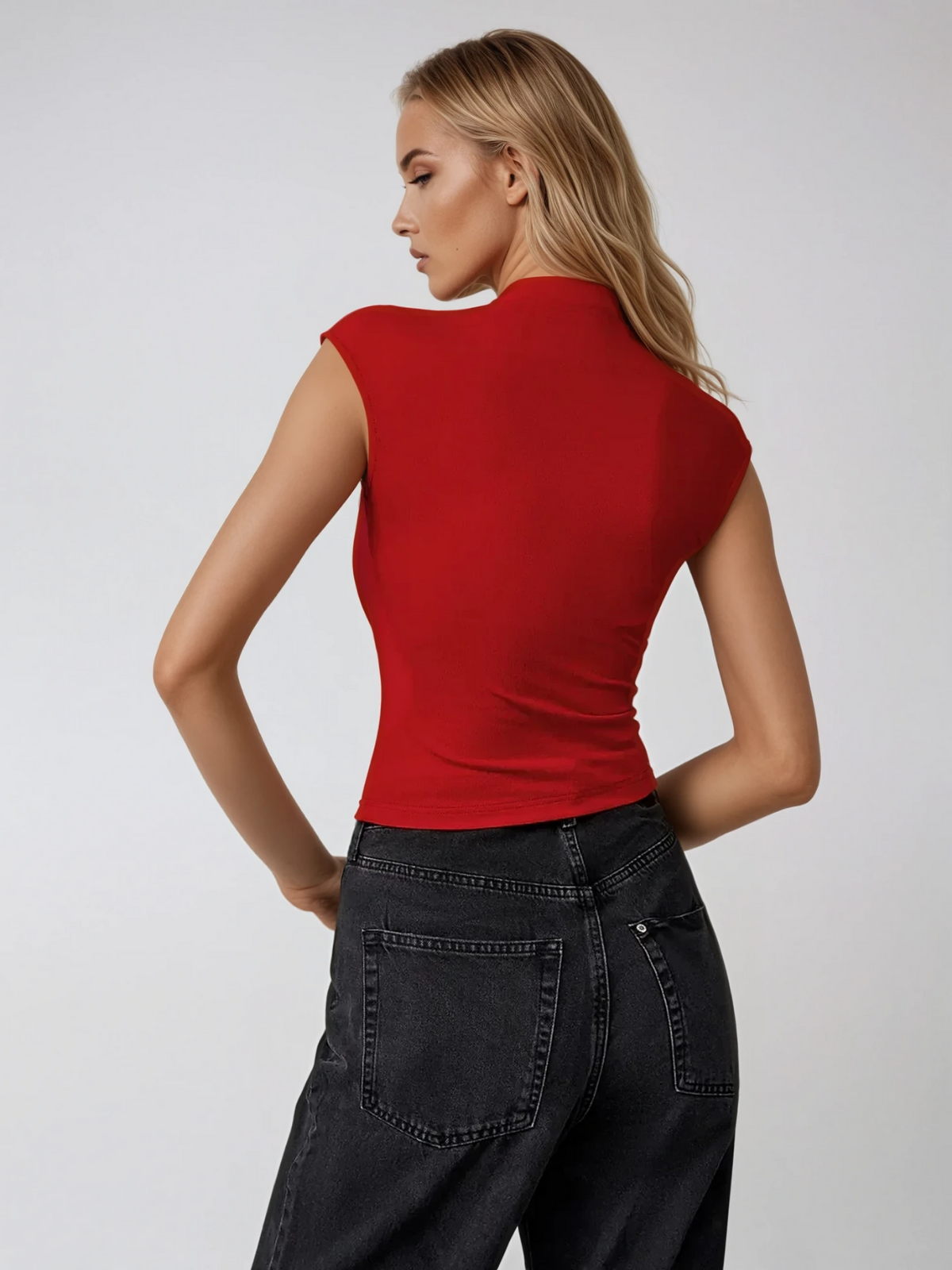 Top Senza Maniche | Collo Alto Slim Fit Cropped