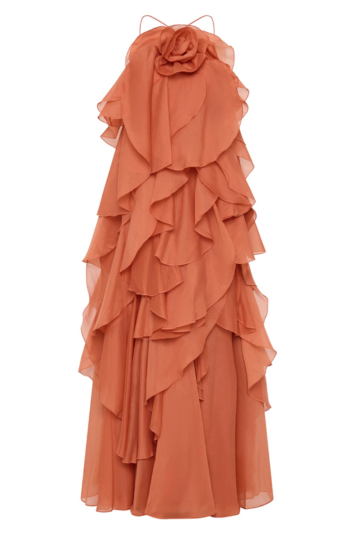 Abito Livora Maxi Ruffled | Halterneck | Chiffon Strato