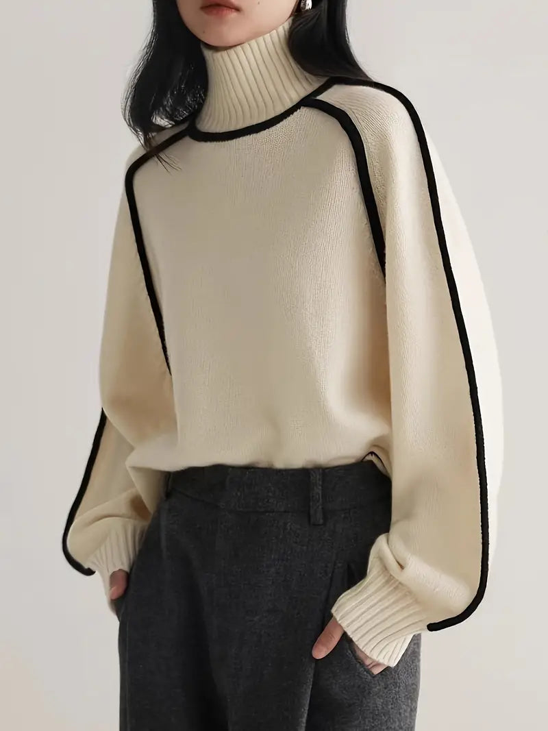 Maglione Collo Alto Misto Lana | Dettaglio Contrasto | Fit Comodo