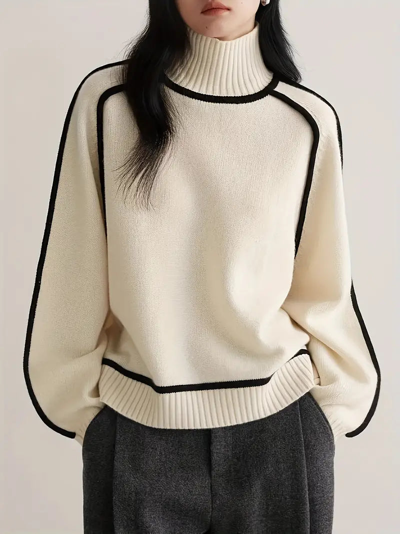 Maglione Collo Alto Misto Lana | Dettaglio Contrasto | Fit Comodo