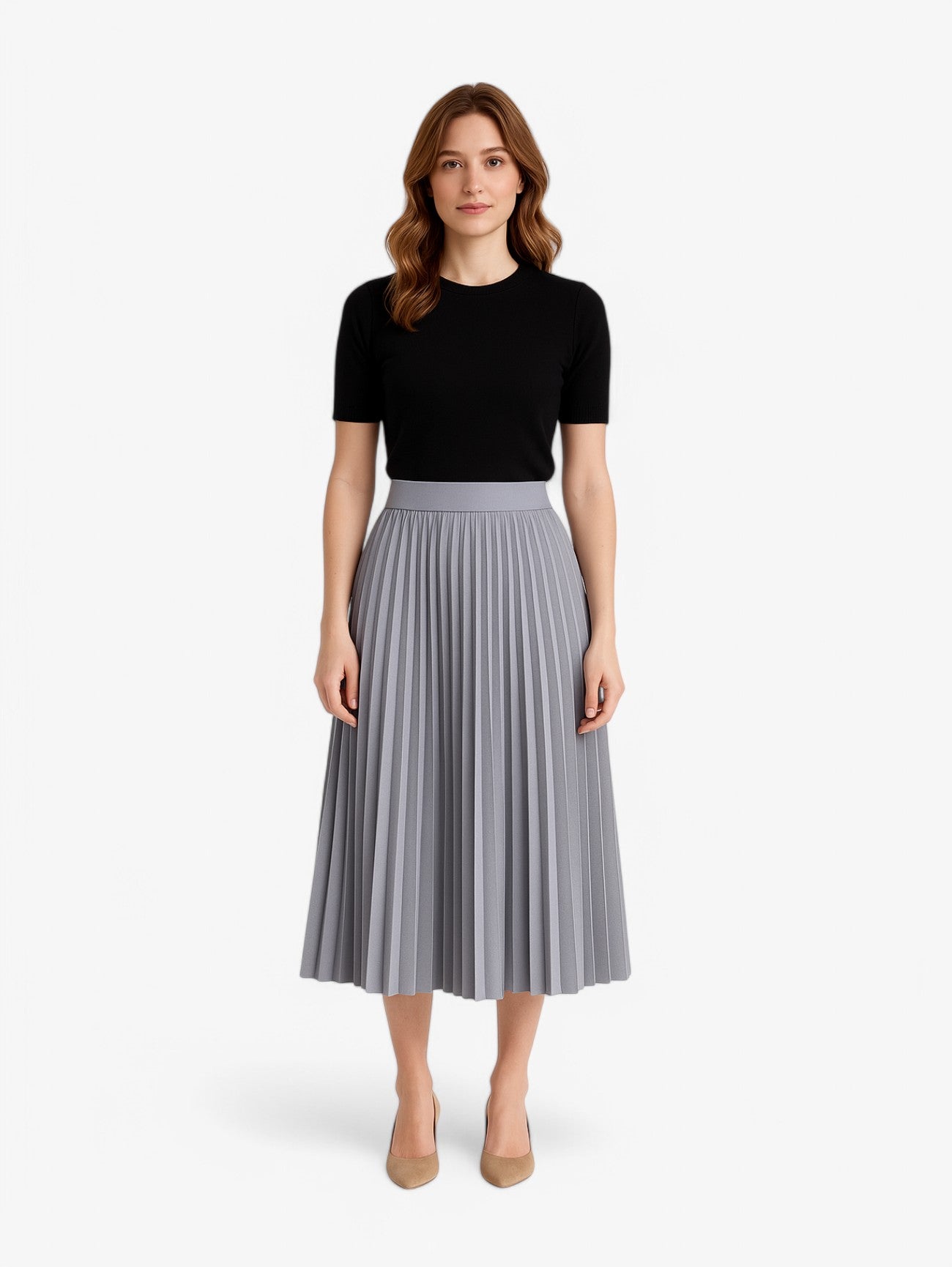 Gonna Midi Plissettata | Vita Alta | Silhouette A-line Fluttuante