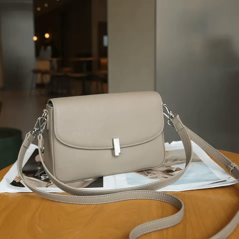 Borsa Maestria in Pelle | Borsa Sottobraccio Quadrata Piccola, Cuoio, Chiusura Zip