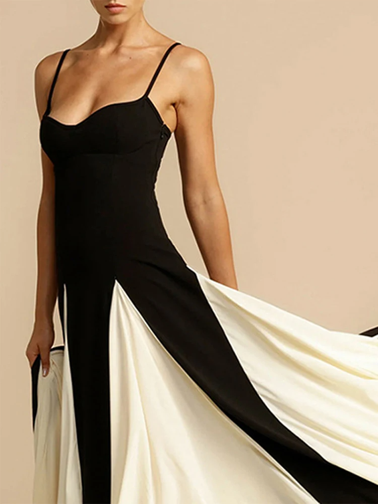 Abito Maxi Angélique | Due Tonalità Fit and Flare, Spaghetti Straps