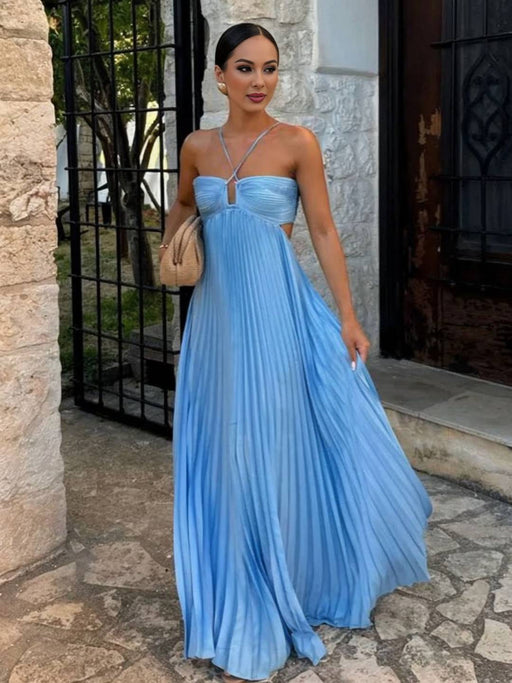 Abito Soraya Maxi Plissettato | Halterneck Bustier | Gonna Fluttuante
