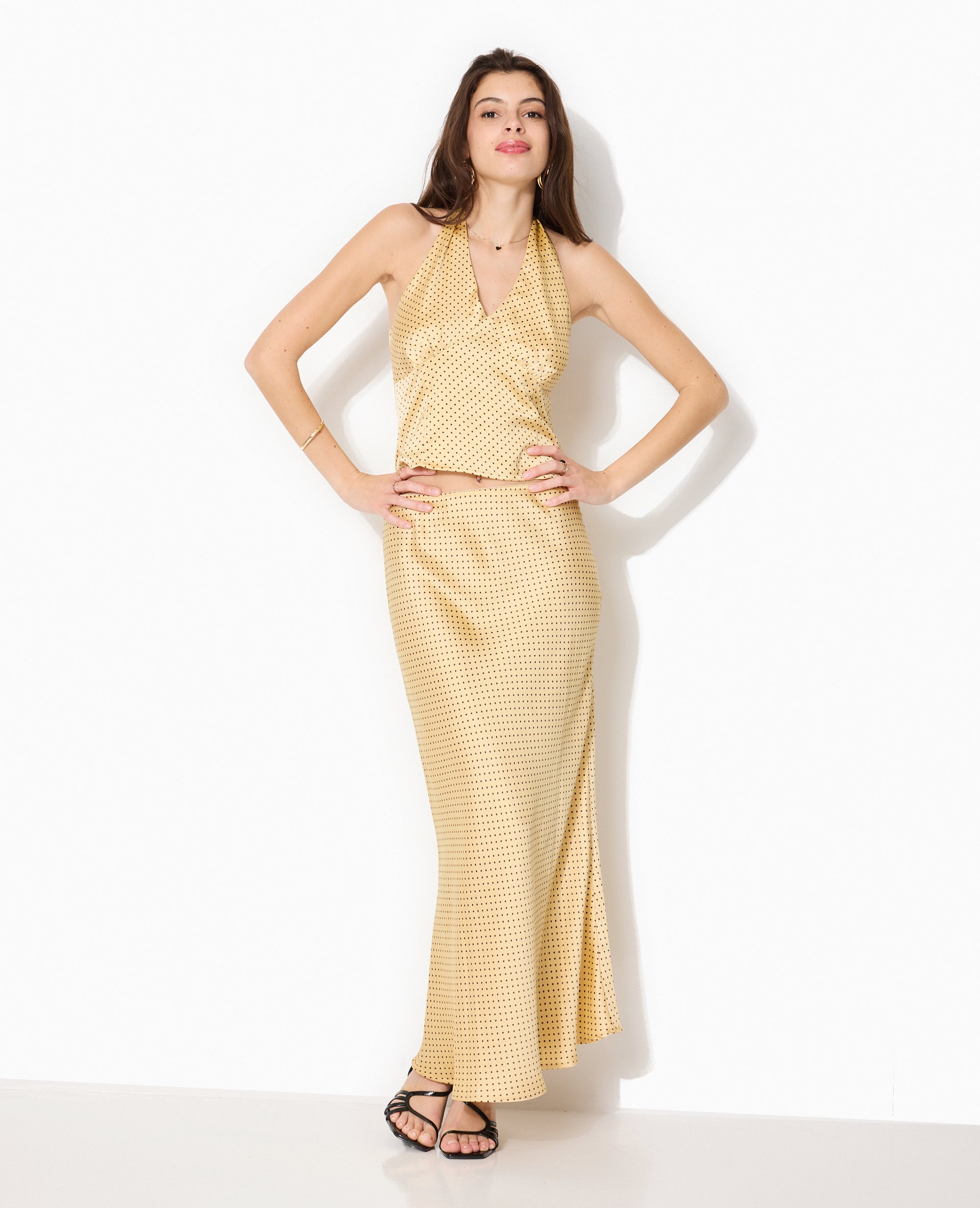 Gonna Maxi in Paillettes Oro | Scollo Alto per la Sera