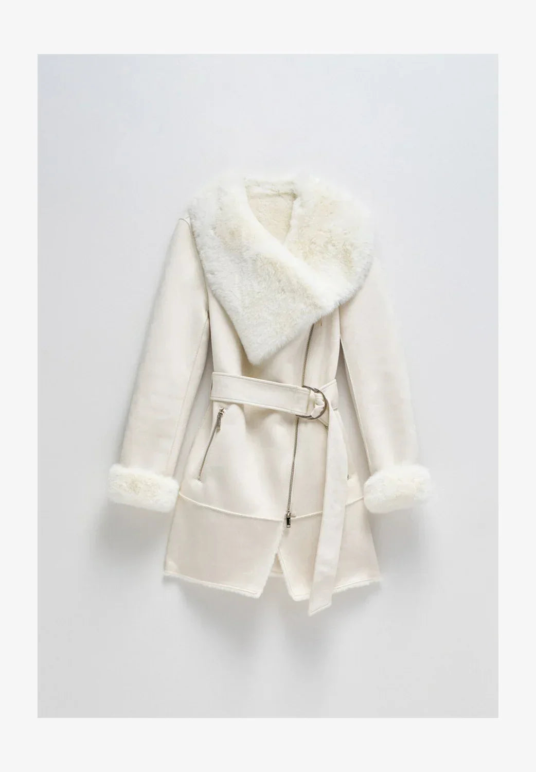Cappotto Faux Shearling | Collo Ribattuto | Chiusura Laterale Zip