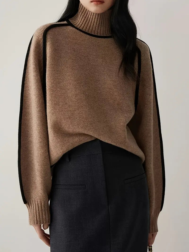 Maglione Collo Alto Misto Lana | Dettaglio Contrasto | Fit Comodo