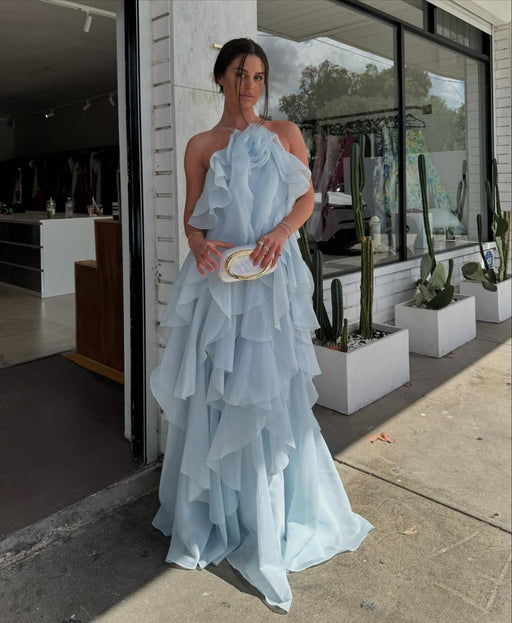 Abito Livora Maxi Ruffled | Halterneck | Chiffon Strato