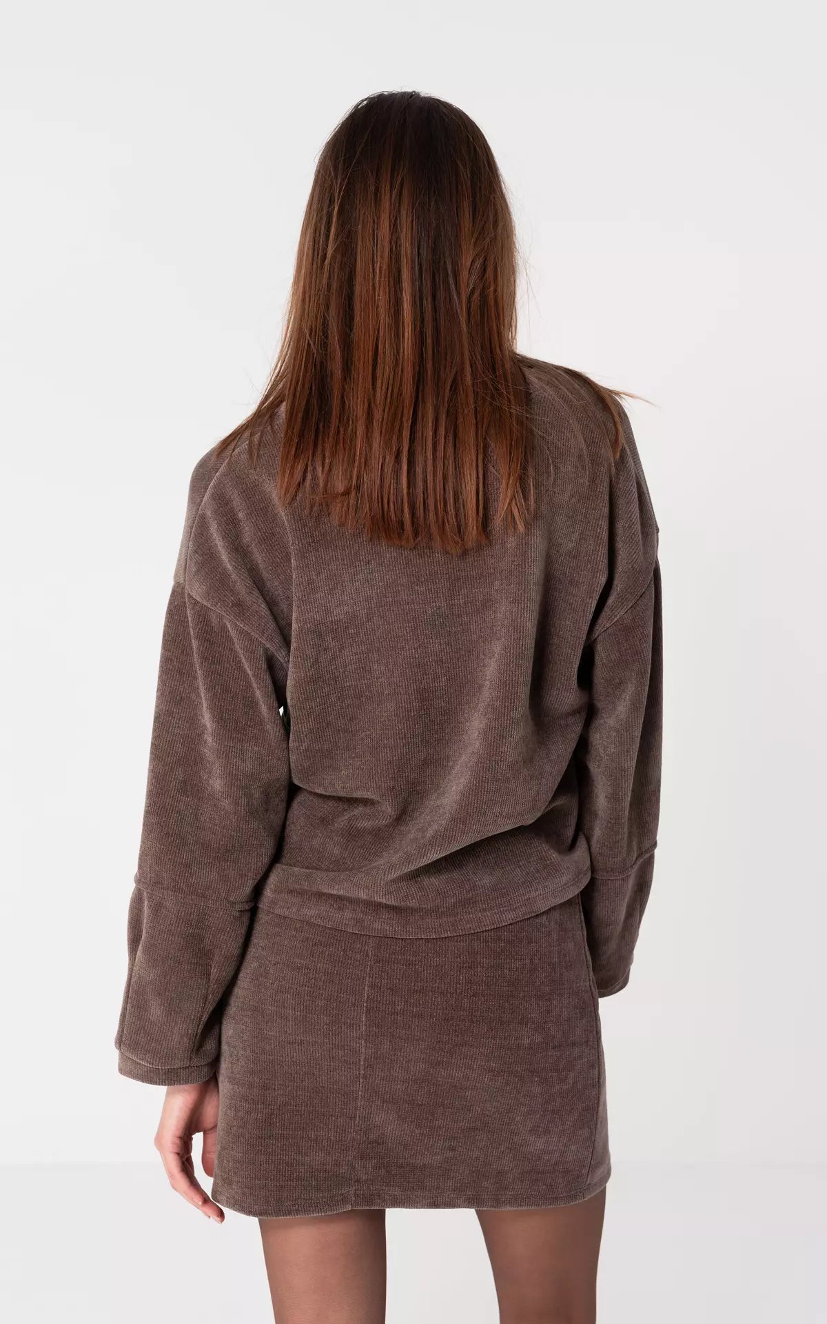 Set Mini Abito Ombra Knit | Maglia Scollo a V & Gonna | Filato Morbido